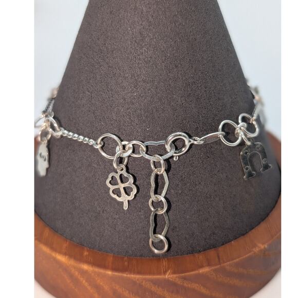Marked 925 Mex Lucky Charm Silver Tone Bracelet - Picture 1 of 8